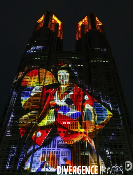 Tokyo night&light projection sur la mairie de tokyo