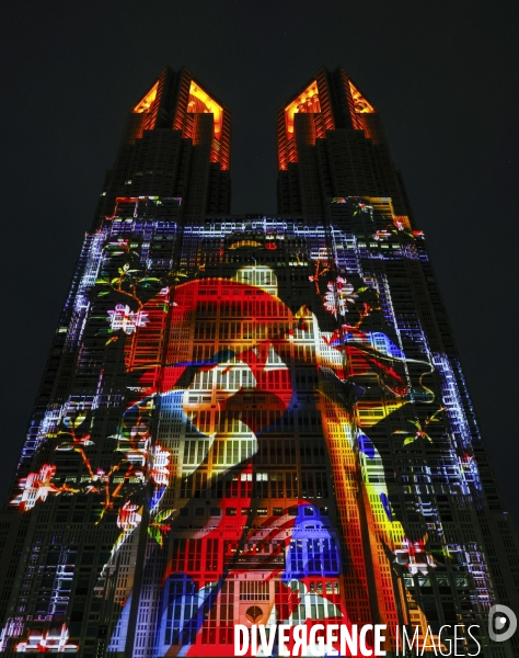 Tokyo night&light projection sur la mairie de tokyo