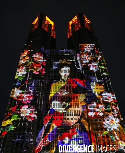 Tokyo night&light projection sur la mairie de tokyo