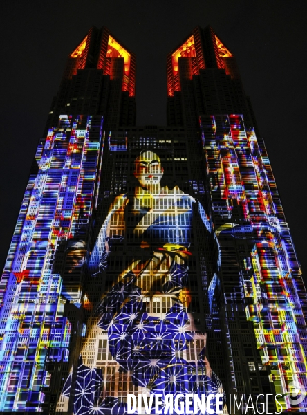 Tokyo night&light projection sur la mairie de tokyo