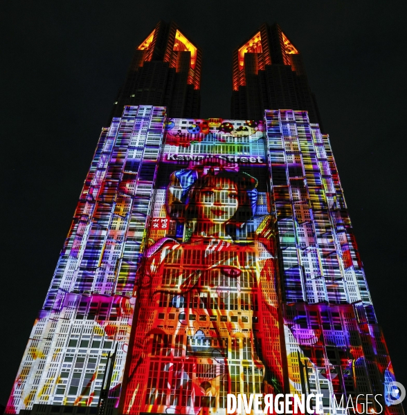 Tokyo night&light projection sur la mairie de tokyo