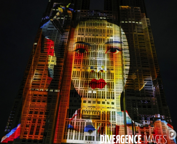 Tokyo night&light projection sur la mairie de tokyo