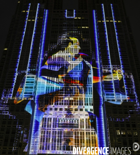Tokyo night&light projection sur la mairie de tokyo