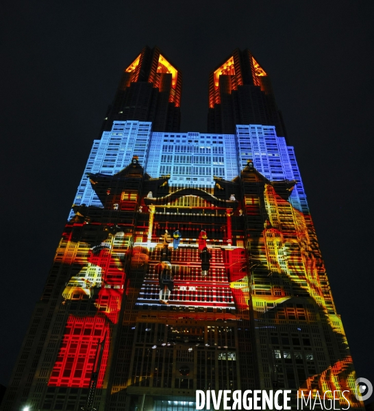 Tokyo night&light projection sur la mairie de tokyo