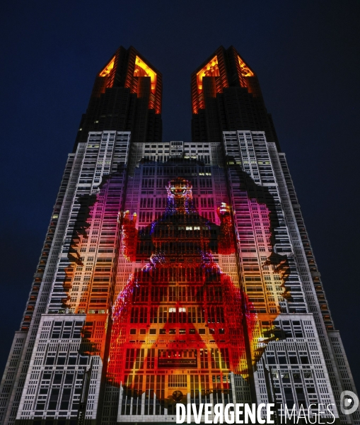 Tokyo night&light projection sur la mairie de tokyo