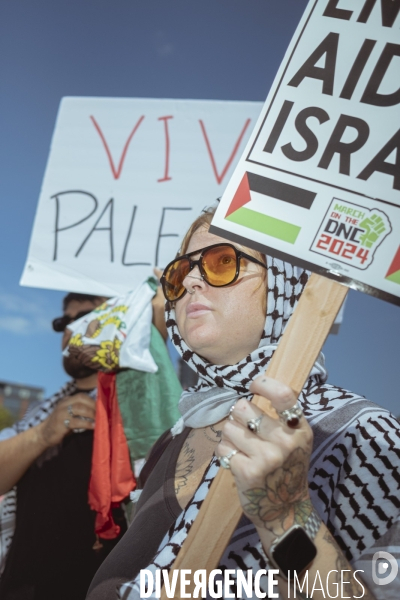 Manifestation Israel-Palestine-Gaza en marge de la convention démocrate à Chicago.