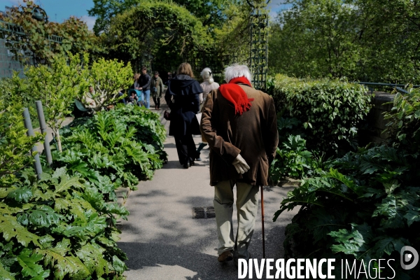Un retraité dans un parc à Paris