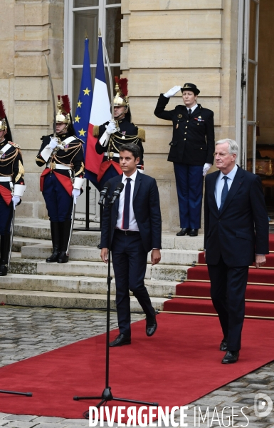 Passation de pouvoir entre Gabriel Attal et Michel Barnier