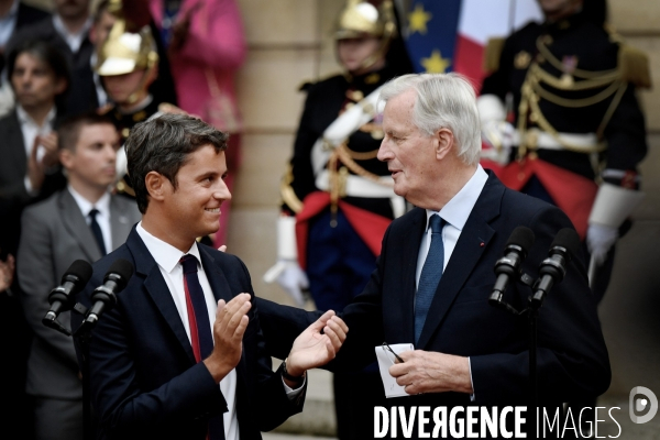 Passation de pouvoir entre Gabriel Attal et Michel Barnier