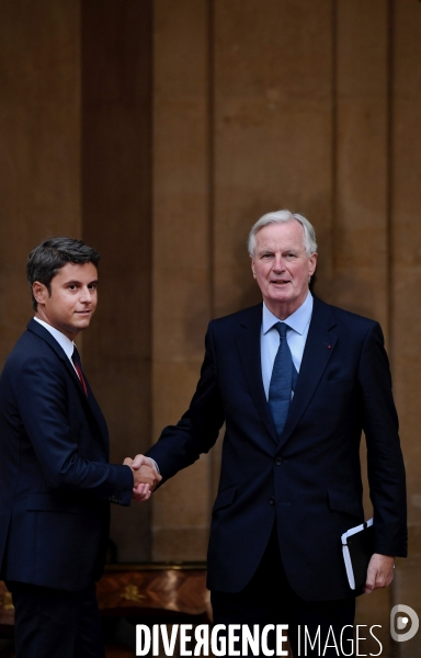 Passation de pouvoir entre Gabriel Attal et Michel Barnier