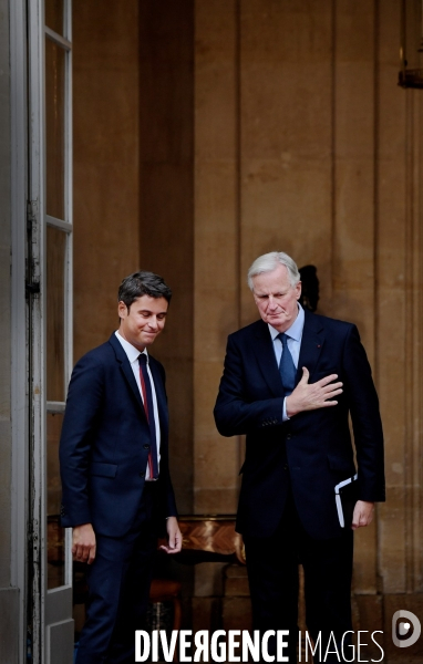 Passation de pouvoir entre Gabriel Attal et Michel Barnier