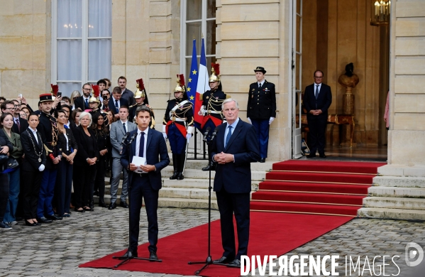 Passation de pouvoir entre Gabriel Attal et Michel Barnier