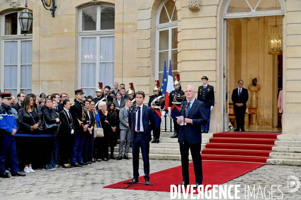 Passation de pouvoir entre Gabriel Attal et Michel Barnier