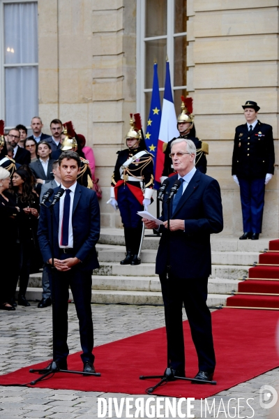 Passation de pouvoir entre Gabriel Attal et Michel Barnier