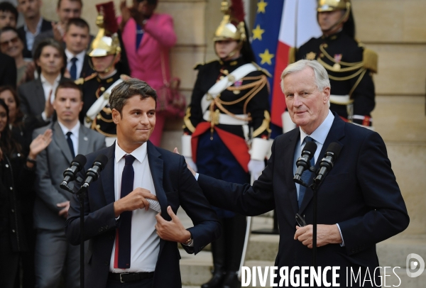 Passation de pouvoir entre Gabriel Attal et Michel Barnier