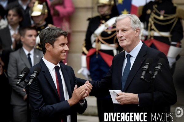 Passation de pouvoir entre Gabriel Attal et Michel Barnier