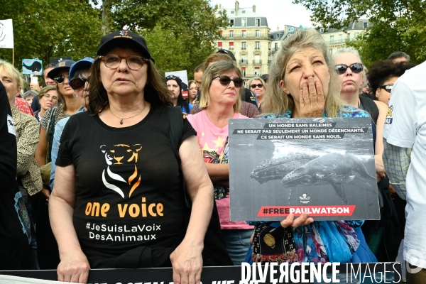 Rassemblement en soutien à Paul Watson, à Paris.