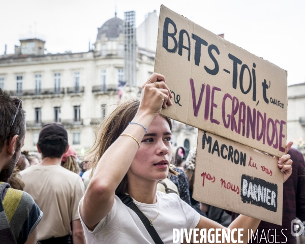 Montpellier, 07.09.2024. Manifestation contre  le coup de force de Macron 