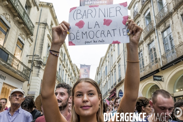 Montpellier, 07.09.2024. Manifestation contre  le coup de force de Macron 