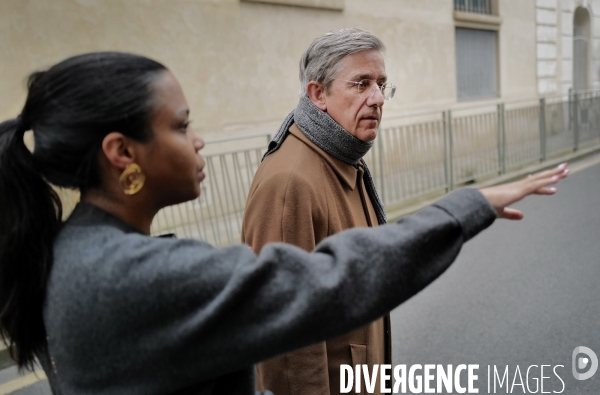 Arrivee de Eric Coquerel et Charles de Courson à matignon