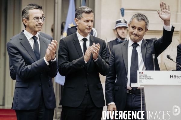 Passation de pouvoir entre Gerald Darmanin et Bruno Retailleau