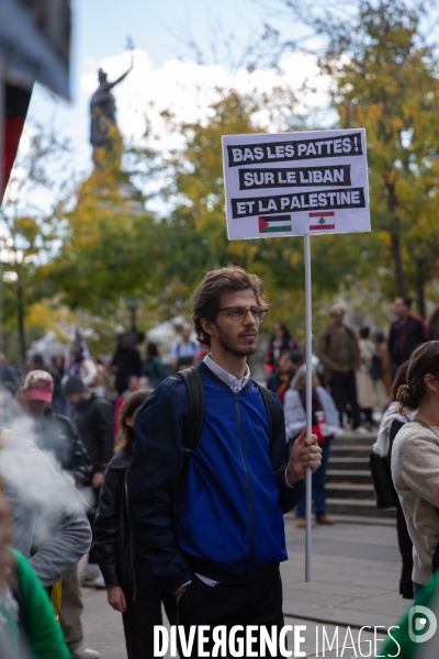 Manifestation en solidarité avec les peuples palestiniens et libanais