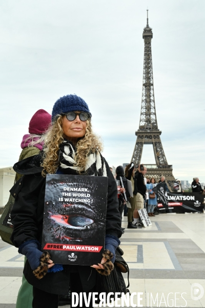Rassemblement Sea Shepherd en soutien à Paul Watson, à Paris Trocadero.