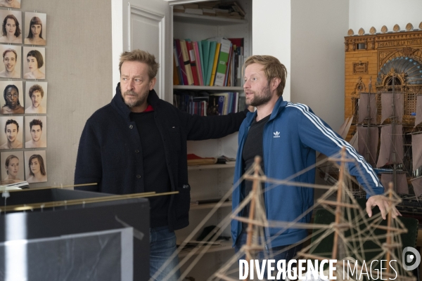 Montage du décor du  Suicidé  à la Comédie Française, d après Nicolaï Erdman, mise en scène par Stéphane Varupenne. Le décor a ét conçu par Eric Ruf, administateur général du Français.