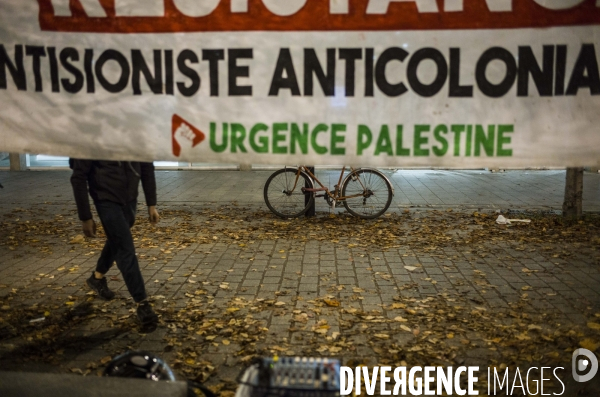 Demonstration during football match france-israel in paris, france.