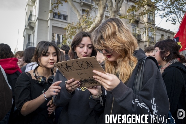 Choses vues 2024 Manifestation fonctionnaires et lyceens Perpignan