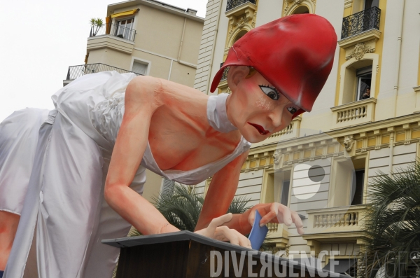 Elections Presidentielles et Coupe du Monde de Rugby: Themes du Carnaval de Nice Roi de la Tres Grande Melee