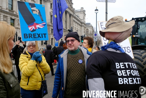 Manifestation des agriculteurs en tracteurs devant le 10 Downing street et le ministère des finances