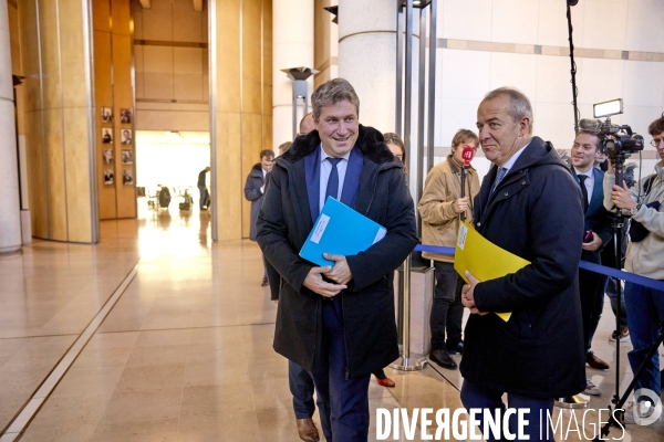 Rencontres Budget à Bercy Eric Lombard  avec avec Matthieu Darnaud, Président du groupe Les Républicains au Sénat