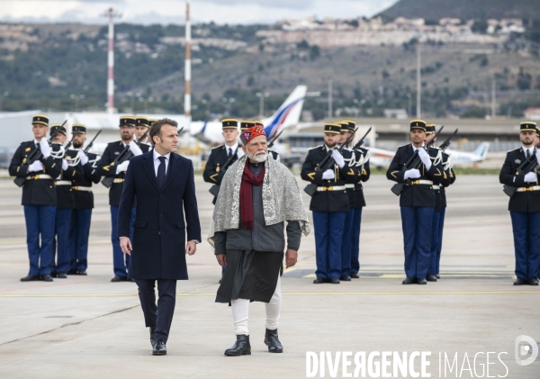 Emmanuel Macron et Narendra Modi en visite à Marseille
