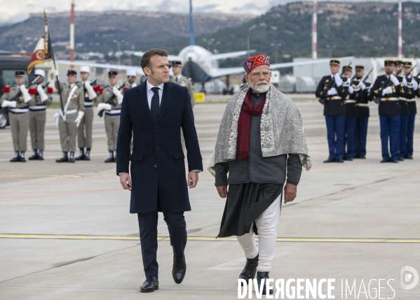 Emmanuel Macron et Narendra Modi en visite à Marseille