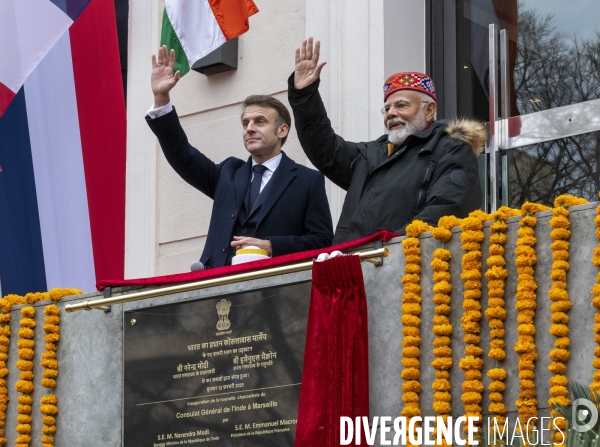 Emmanuel Macron et Narendra Modi en visite à Marseille