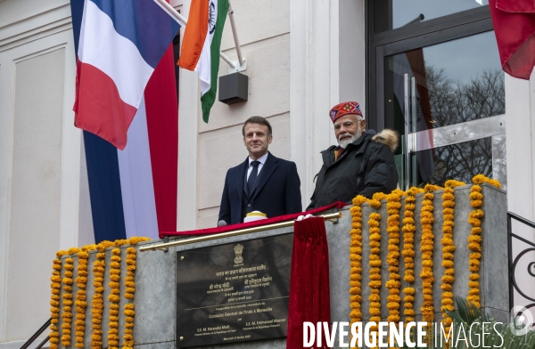 Emmanuel Macron et Narendra Modi en visite à Marseille