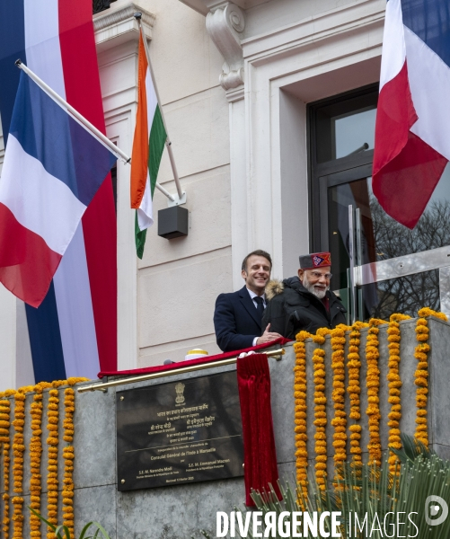 Emmanuel Macron et Narendra Modi en visite à Marseille