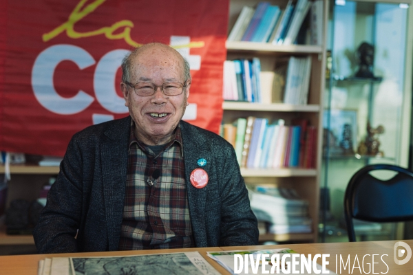 Shigemitsu Tanaka, prix Nobel de la paix 2024, à la CGT le 23 janvier 2025.