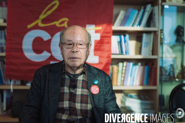 Shigemitsu Tanaka, prix Nobel de la paix 2024, à la CGT le 23 janvier 2025.
