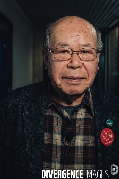 Shigemitsu Tanaka, prix Nobel de la paix 2024, à la CGT le 23 janvier 2025.