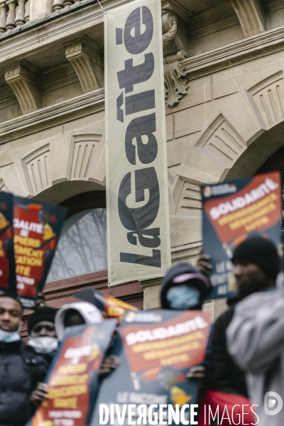 Manifestation de soutien aux migrants refugies à la Gaite Lyrique