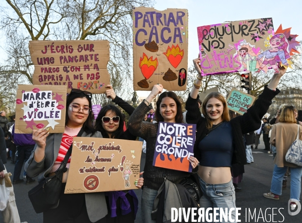 Manifestation pour La Journée internationale des droits des femmes, le 8 Mars 2025. International women sday in Paris.