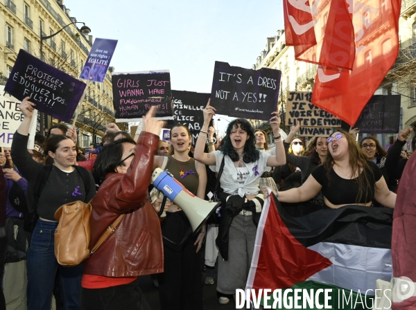 Manifestation pour La Journée internationale des droits des femmes, le 8 Mars 2025. International women sday in Paris.