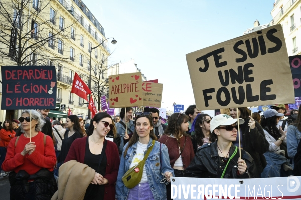 Manifestation pour La Journée internationale des droits des femmes, le 8 Mars 2025. International women sday in Paris.