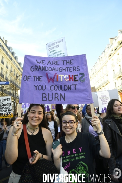 Manifestation pour La Journée internationale des droits des femmes, le 8 Mars 2025. International women sday in Paris.