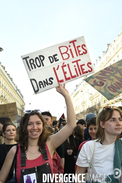 Manifestation pour La Journée internationale des droits des femmes, le 8 Mars 2025. International women sday in Paris.