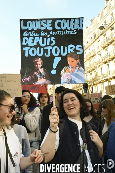 Manifestation pour La Journée internationale des droits des femmes, le 8 Mars 2025. International women sday in Paris.