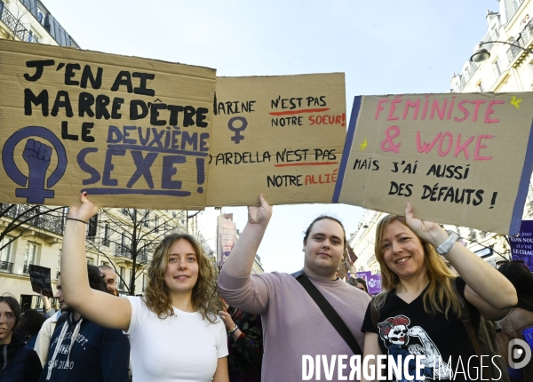 Manifestation pour La Journée internationale des droits des femmes, le 8 Mars 2025. International women sday in Paris.