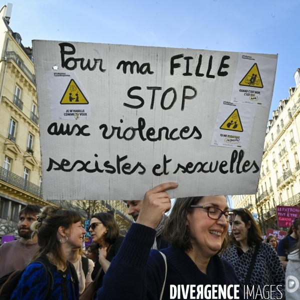 Manifestation pour La Journée internationale des droits des femmes, le 8 Mars 2025. International women sday in Paris.